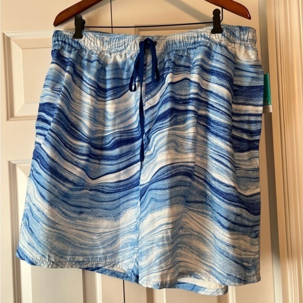 Outdoor Oasis Men's Blue Wave Swim Trunks 9" Inseam NWT 2XLT #1885